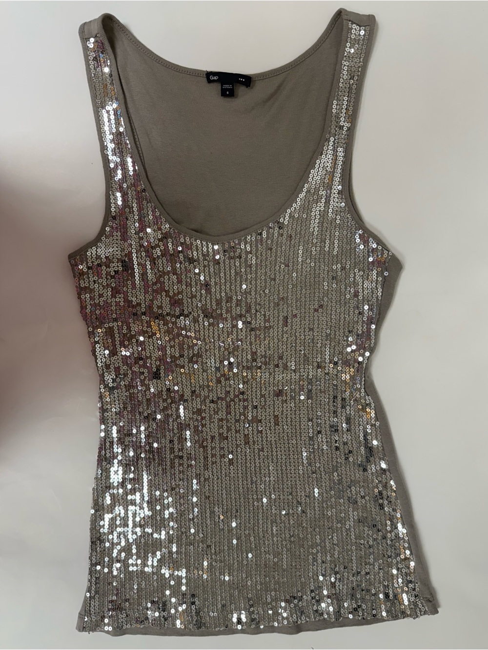 GAP Silver Sequin Tank Top - Gray Base